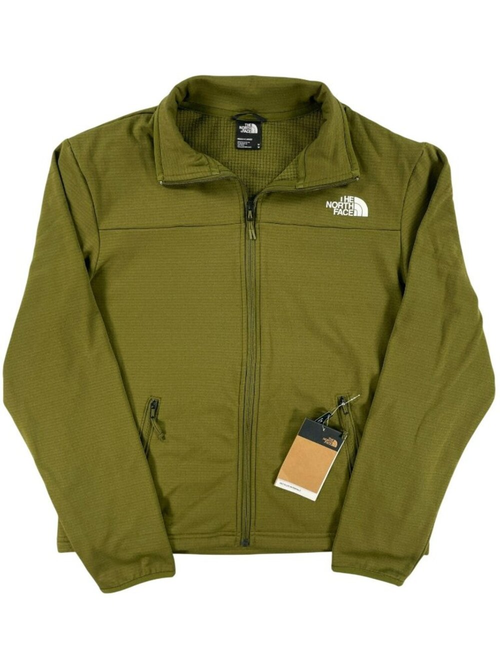 The North Face Cedar Trail Grid Fleece Jacket Forest Olive Men's M DEFECT NEW